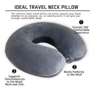 Youmeisha Comfortable Breathable Memory Foam Travel Pillow Neck Pillow Support Neck and Head Pillow Suitable for Airplane Travel Portable Neck Pillow Support Machine Washed (Dark Gray)