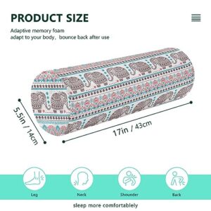 Vnurnrn Elephant Mandala Neck Support Pillow Round Neck Roll Bolster Cylinder Pillow Cervical Pillows Round Neck Pillow for Leg Knee Back Head Support for Camp Work Women Men Traveling