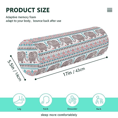 Vnurnrn Elephant Mandala Neck Support Pillow Round Neck Roll Bolster Cylinder Pillow Cervical Pillows Round Neck Pillow for Leg Knee Back Head Support for Camp Work Women Men Traveling