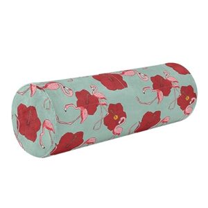 Vnurnrn Flamingo Bird Trumpet Flower Neck Support Pillow Round Neck Roll Bolster Cylinder Pillow Cervical Pillows Round Neck Pillow for Leg Knee Back Head Support for Bedroom Camp Work Women Men