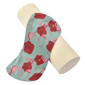 Vnurnrn Flamingo Bird Trumpet Flower Neck Support Pillow Round Neck Roll Bolster Cylinder Pillow Cervical Pillows Round Neck Pillow for Leg Knee Back Head Support for Bedroom Camp Work Women Men