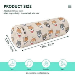 Vnurnrn Cute Japanese Dog Shiba Neck Support Pillow Round Neck Roll Bolster Cylinder Pillow Cervical Pillows Round Neck Pillow for Leg Knee Back Head Support for Camp Work Women Men Traveling