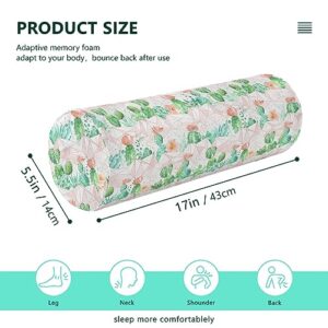 Vnurnrn Succulents Cactus Peach Neck Support Pillow Round Neck Roll Bolster Cylinder Pillow Cervical Pillows Round Neck Pillow for Leg Knee Back Head Support for Bedroom Camp Work Women Men