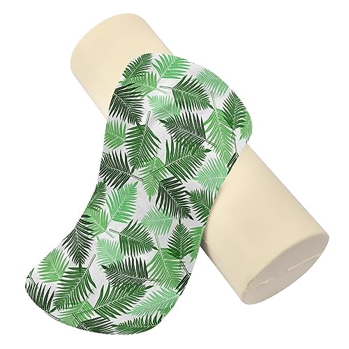 Vnurnrn Tropical Leaves Neck Support Pillow Round Neck Roll Bolster Cylinder Pillow Cervical Pillows Round Neck Pillow for Leg Knee Back Head Support for Work Women Men Traveling Headrest