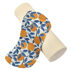 Vnurnrn Blue Leaves Oranges Neck Support Pillow Round Neck Roll Bolster Cylinder Pillow Cervical Pillows Round Neck Pillow for Leg Knee Back Head Support for Camp Work Women Men Traveling