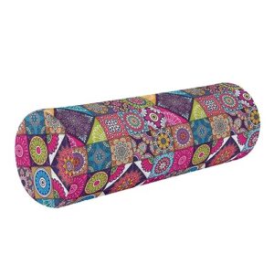 Vnurnrn Colorful Mandala Tiles Neck Support Pillow Round Neck Roll Bolster Cylinder Pillow Cervical Pillows Round Neck Pillow for Leg Knee Back Head Support for Work Women Men Traveling Headrest