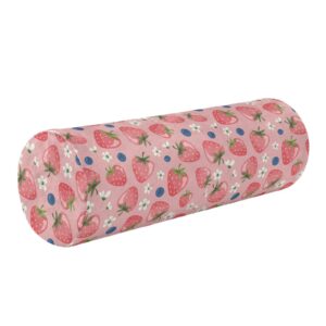 vnurnrn strawberry pink neck support pillow round neck roll bolster cylinder pillow cervical pillows body pillow for leg knee back head support for gifts camp study work