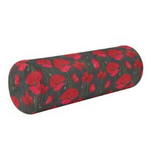 vnurnrn floral red flowers neck support pillow round neck roll bolster cylinder pillow cervical pillows bolster pillow for leg knee back head support for work women men traveling headrest