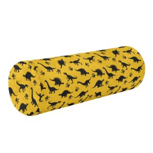 Vnurnrn Yellow Dinosaur Neck Support Pillow Round Neck Roll Bolster Cylinder Pillow Cervical Pillows Neck Roll Pillow for Leg Knee Back Head Support for Bedroom Camp Work Women Men