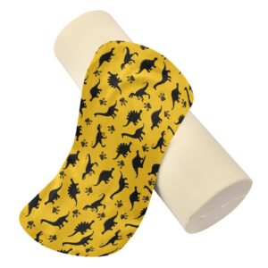 Vnurnrn Yellow Dinosaur Neck Support Pillow Round Neck Roll Bolster Cylinder Pillow Cervical Pillows Neck Roll Pillow for Leg Knee Back Head Support for Bedroom Camp Work Women Men