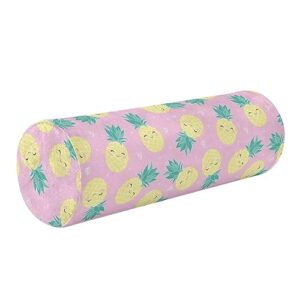 Vnurnrn Pineapple Pink Neck Support Pillow Round Neck Roll Bolster Cylinder Pillow Cervical Pillows Neck Roll Pillow for Leg Knee Back Head Support for Gifts Camp Study Work