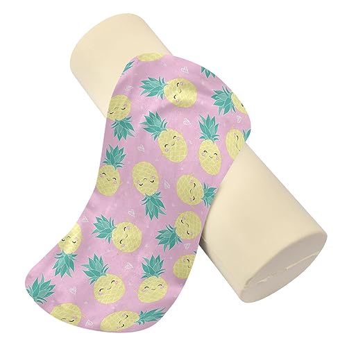 Vnurnrn Pineapple Pink Neck Support Pillow Round Neck Roll Bolster Cylinder Pillow Cervical Pillows Neck Roll Pillow for Leg Knee Back Head Support for Gifts Camp Study Work