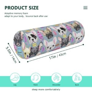 Vnurnrn French Bulldog Neck Support Pillow Round Neck Roll Bolster Cylinder Pillow Cervical Pillows Travel Pillow for Leg Knee Back Head Support for Gifts Camp Study Work