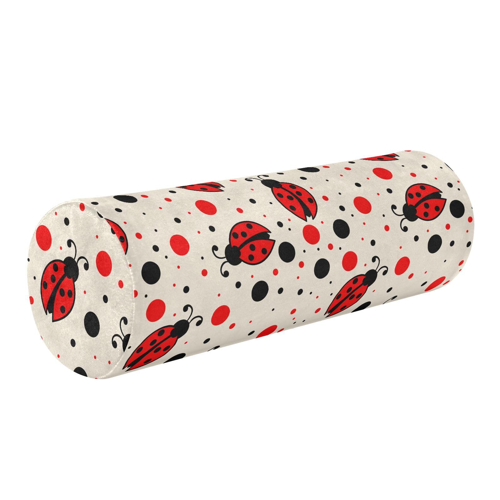 Vnurnrn Ladybirds Dots Neck Support Pillow Round Neck Roll Bolster Cylinder Pillow Cervical Pillows Knee Pillow for Leg Knee Back Head Support for Study Work Men Women