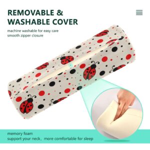 Vnurnrn Ladybirds Dots Neck Support Pillow Round Neck Roll Bolster Cylinder Pillow Cervical Pillows Knee Pillow for Leg Knee Back Head Support for Study Work Men Women