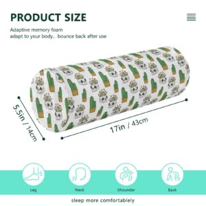 Vnurnrn Cactus Flower Skull Neck Support Pillow Round Neck Roll Bolster Cylinder Pillow Cervical Pillows Knee Pillow for Leg Knee Back Head Support for Bedroom Camp Work Women Men