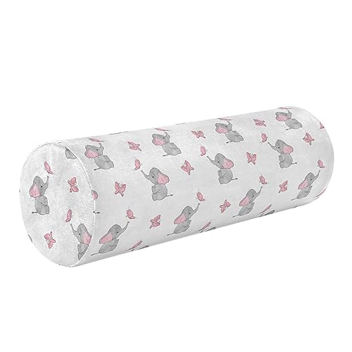 Vnurnrn Elephant Butterfly Neck Support Pillow Round Neck Roll Bolster Cylinder Pillow Cervical Pillows Leg Pillow for Leg Knee Back Head Support for Work Women Men Traveling Headrest