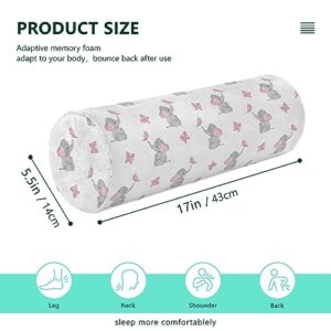 Vnurnrn Elephant Butterfly Neck Support Pillow Round Neck Roll Bolster Cylinder Pillow Cervical Pillows Leg Pillow for Leg Knee Back Head Support for Work Women Men Traveling Headrest