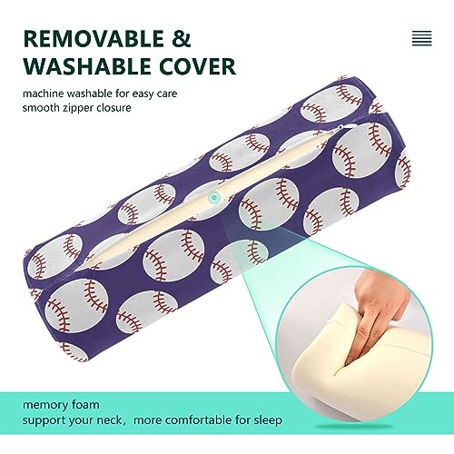 Vnurnrn Sports Baseball Neck Support Pillow Round Neck Roll Bolster Cylinder Pillow Cervical Pillows Back Pillow for Leg Knee Back Head Support for Gifts Camp Study Work