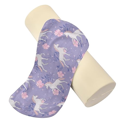 Unicorn Rainbow Neck Support Pillow Round Neck Roll Bolster Cylinder Pillow Cervical Pillows Bolster Pillow for Leg Knee Back Head Support for Work Men Women Bed