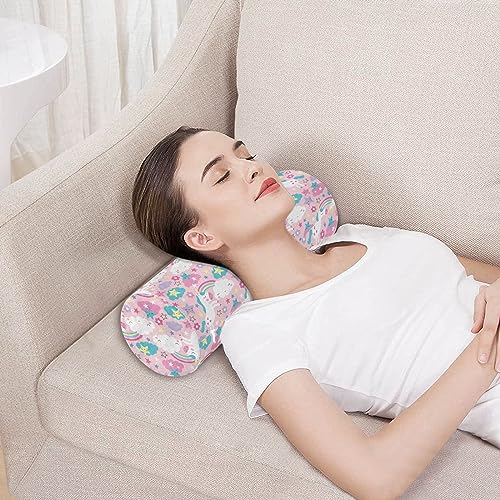 Unicorn Cloud Neck Support Pillow Round Neck Roll Bolster Cylinder Pillow Cervical Pillows Leg Pillow for Leg Knee Back Head Support for Camp Work Women Men Traveling