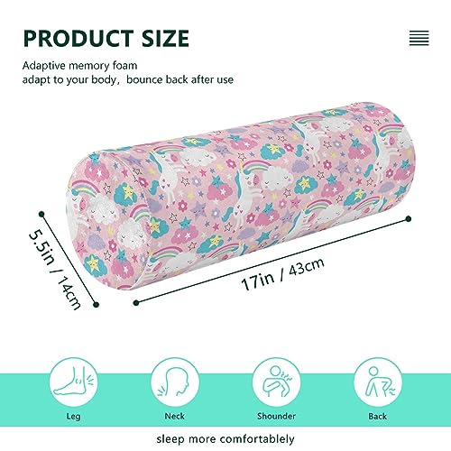 Unicorn Cloud Neck Support Pillow Round Neck Roll Bolster Cylinder Pillow Cervical Pillows Leg Pillow for Leg Knee Back Head Support for Camp Work Women Men Traveling