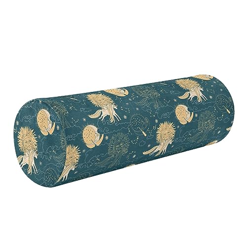 Vnurnrn Sun Moon Stars Galaxy Neck Support Pillow Round Neck Roll Bolster Cylinder Pillow Cervical Pillows Knee Pillow for Leg Knee Back Head Support for Adults Bedroom Camp Work