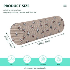 Valentine Day Cards Pandas Neck Support Pillow Round Neck Roll Bolster Cylinder Pillow Cervical Pillows Memory Foam Pillow for Leg Knee Back Head Support for Camp Study Work Men