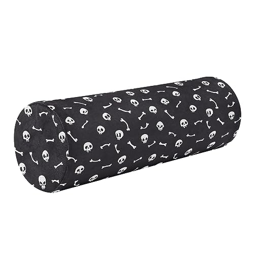 Vnurnrn Cartoon Skulls Neck Support Pillow Round Neck Roll Bolster Cylinder Pillow Cervical Pillows Bolster Pillow for Leg Knee Back Head Support for Gifts Camp Study Work