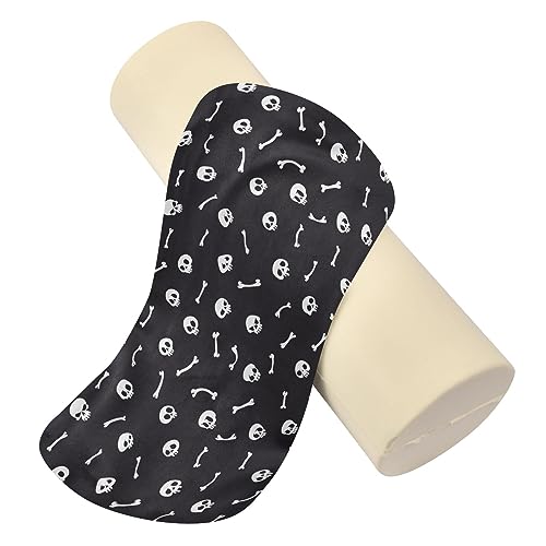 Vnurnrn Cartoon Skulls Neck Support Pillow Round Neck Roll Bolster Cylinder Pillow Cervical Pillows Bolster Pillow for Leg Knee Back Head Support for Gifts Camp Study Work