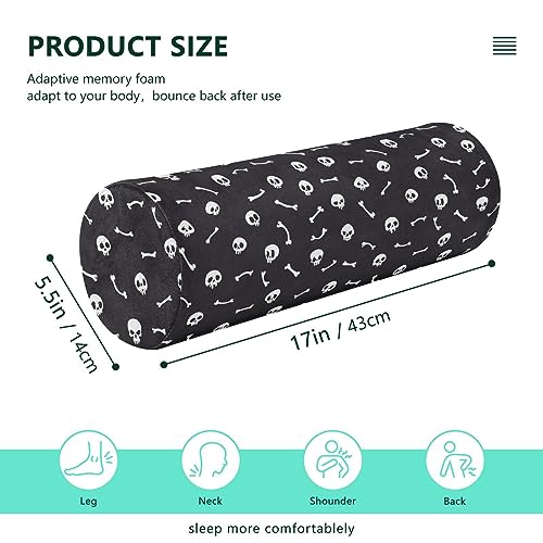 Vnurnrn Cartoon Skulls Neck Support Pillow Round Neck Roll Bolster Cylinder Pillow Cervical Pillows Bolster Pillow for Leg Knee Back Head Support for Gifts Camp Study Work