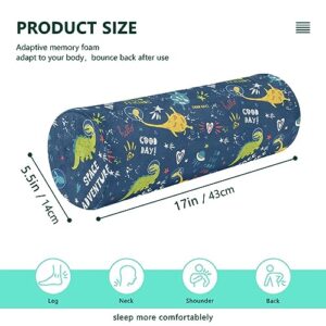 Vnurnrn Space Adventure Dinosaurs Neck Support Pillow Round Neck Roll Bolster Cylinder Pillow Cervical Pillows Arm Pillow for Leg Knee Back Head Support for Work Men Women Bed