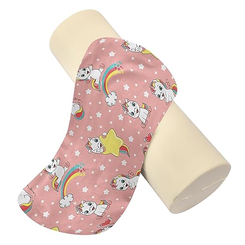 Vnurnrn Unicorns Neck Support Pillow Round Neck Roll Bolster Cylinder Pillow Cervical Pillows Knee Pillow for Leg Knee Back Head Support for Camp Study Work Men