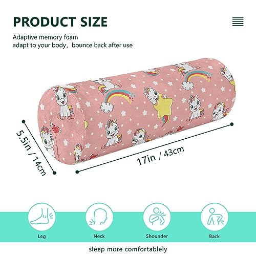 Vnurnrn Unicorns Neck Support Pillow Round Neck Roll Bolster Cylinder Pillow Cervical Pillows Knee Pillow for Leg Knee Back Head Support for Camp Study Work Men