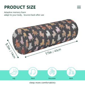 Vnurnrn Funny Llama Neck Support Pillow Round Neck Roll Bolster Cylinder Pillow Cervical Pillows Knee Pillow for Leg Knee Back Head Support for Gifts Camp Study Work