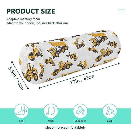 Vnurnrn Truck Car White Neck Support Pillow Round Neck Roll Bolster Cylinder Pillow Cervical Pillows Bolster Pillow for Leg Knee Back Head Support for Adults Bedroom Camp Work