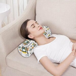 Vnurnrn Transportation Cartoon Neck Support Pillow Round Neck Roll Bolster Cylinder Pillow Cervical Pillows Leg Pillow for Leg Knee Back Head Support for Work Men Women Bed