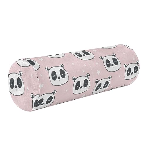 Vnurnrn Pink Panda Neck Support Pillow Round Neck Roll Bolster Cylinder Pillow Cervical Pillows Back Pillow for Leg Knee Back Head Support for Work Men Women Bed