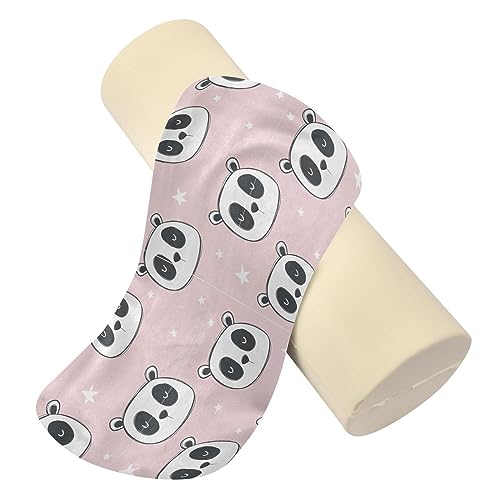 Vnurnrn Pink Panda Neck Support Pillow Round Neck Roll Bolster Cylinder Pillow Cervical Pillows Back Pillow for Leg Knee Back Head Support for Work Men Women Bed