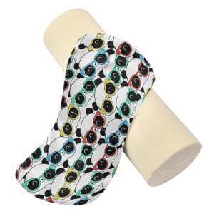 Vnurnrn Panda Glasses Neck Support Pillow Round Neck Roll Bolster Cylinder Pillow Cervical Pillows Neck Roll Pillow for Leg Knee Back Head Support for Gifts Camp Study Work