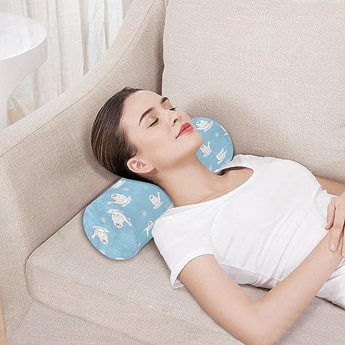 Vnurnrn Cute Cartoon Seal Pup Neck Support Pillow Round Neck Roll Bolster Cylinder Pillow Cervical Pillows Back Pillow for Leg Knee Back Head Support for Work Women Men Traveling Headrest