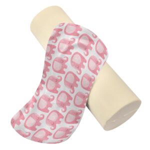 Vnurnrn Pink Cartoon Elephant Neck Support Pillow Round Neck Roll Bolster Cylinder Pillow Cervical Pillows Bolster Pillow for Leg Knee Back Head Support for Study Work Men Women