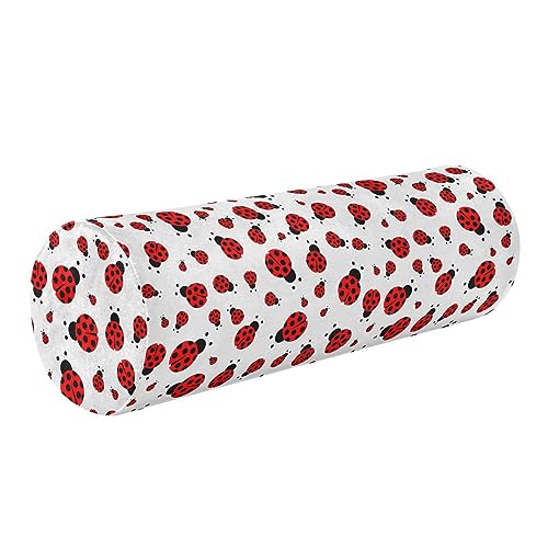 Vnurnrn Red Ladybird Neck Support Pillow Round Neck Roll Bolster Cylinder Pillow Cervical Pillows Shoulder Pillow for Leg Knee Back Head Support for Bedroom Camp Work Women Men