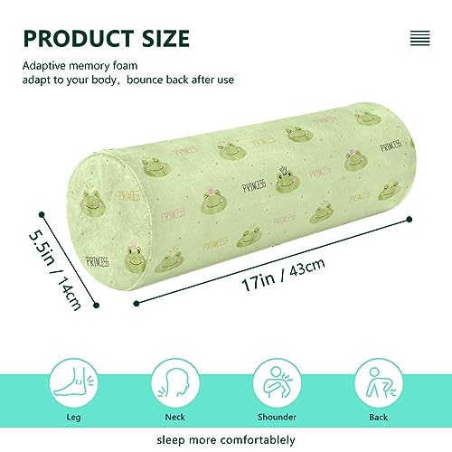 Vnurnrn Princess Frogs Neck Support Pillow Round Neck Roll Bolster Cylinder Pillow Cervical Pillows Shoulder Pillow for Leg Knee Back Head Support for Camp Work Women Men Traveling