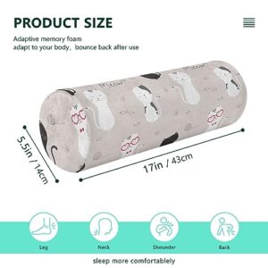 Vnurnrn Cute Cat Cartoon Neck Support Pillow Round Neck Roll Bolster Cylinder Pillow Cervical Pillows Arm Pillow for Leg Knee Back Head Support for Work Women Men Traveling Headrest