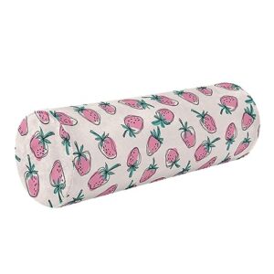 vnurnrn pink strawberry green leaves neck support pillow round neck roll bolster cylinder pillow cervical pillows knee pillow for leg knee back head support for camp study work men