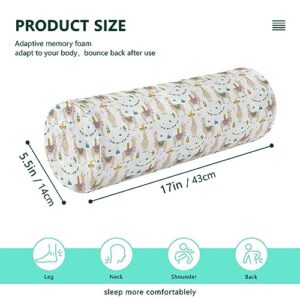 Vnurnrn Cute Llama Neck Support Pillow Round Neck Roll Bolster Cylinder Pillow Cervical Pillows Back Pillow for Leg Knee Back Head Support for Camp Study Work Men