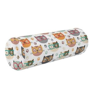 Vnurnrn Cute Faces Cats Neck Support Pillow Round Neck Roll Bolster Cylinder Pillow Cervical Pillows Body Pillow for Leg Knee Back Head Support for Gifts Camp Study Work