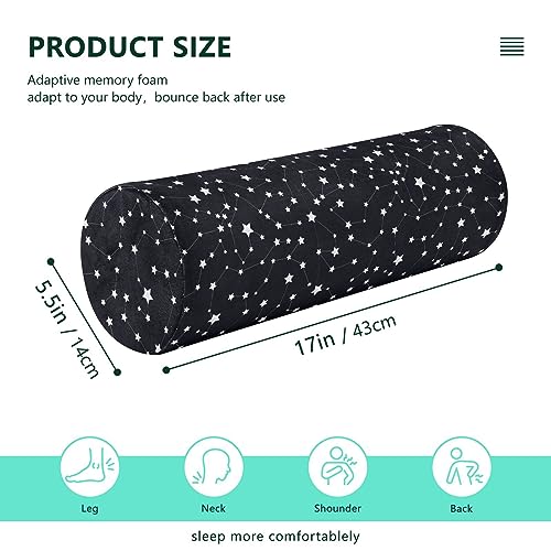 Vnurnrn Shining Stars Neck Support Pillow Round Neck Roll Bolster Cylinder Pillow Cervical Pillows Arm Pillow for Leg Knee Back Head Support for Work Women Men Traveling Headrest