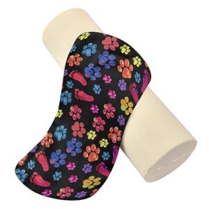 Vnurnrn Paw Print Trails Neck Support Pillow Round Neck Roll Bolster Cylinder Pillow Cervical Pillows Shoulder Pillow for Leg Knee Back Head Support for Work Women Men Traveling Headrest